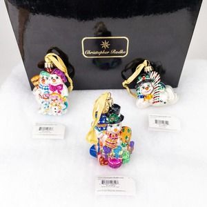 Christopher Radko Glass Ornament 2001 Snowman Set 3 Little Gem Collections